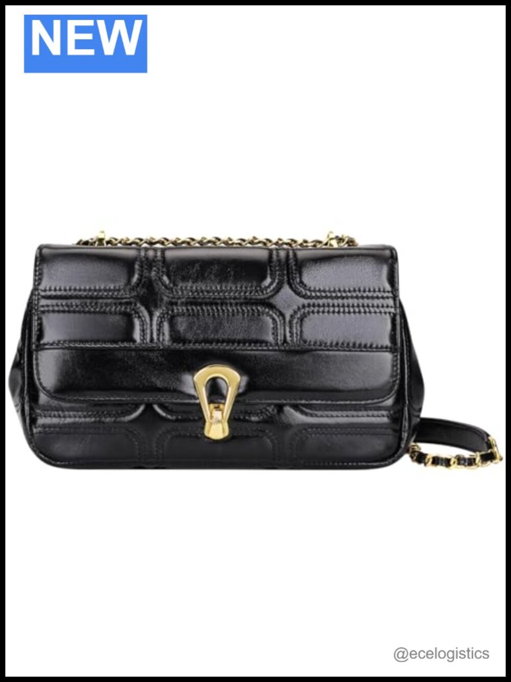 Quilted Leather Crossbody Chain Shoulder Bag Multi Pocket Purse
